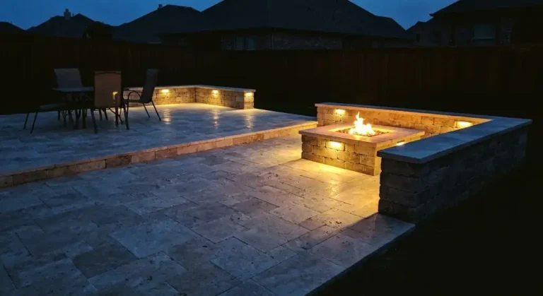 paver patio nighttime in mckinney, tx